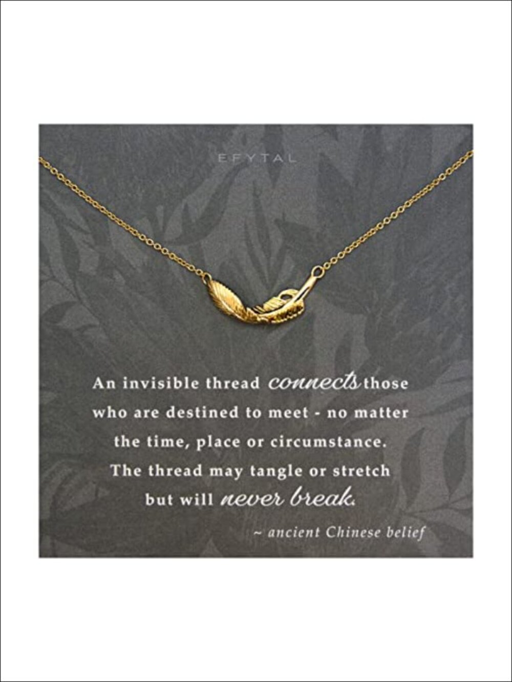 14k Gold Plated Feather Friendship Necklace 20" Gift Box